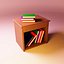 a bedside table with books 3D