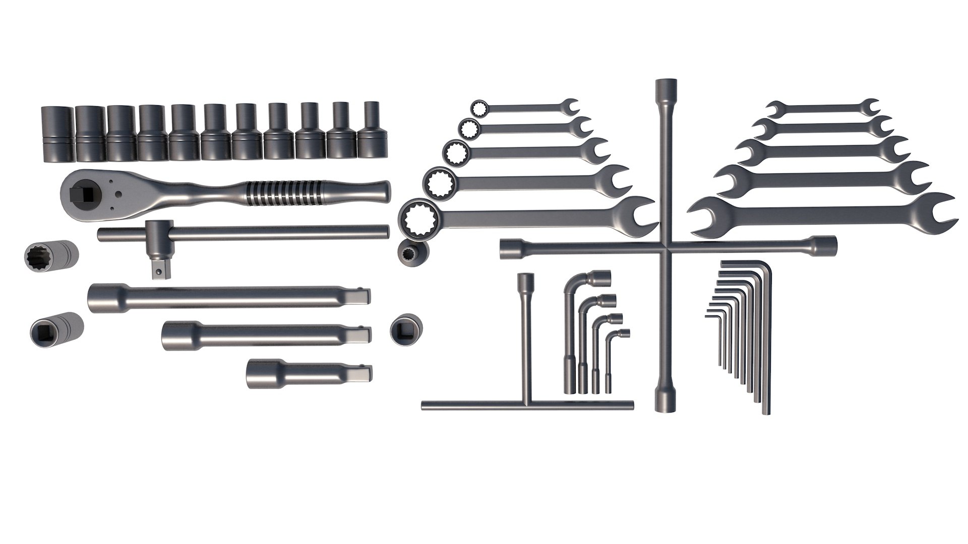 3D socket wrenches collections model TurboSquid 1806805