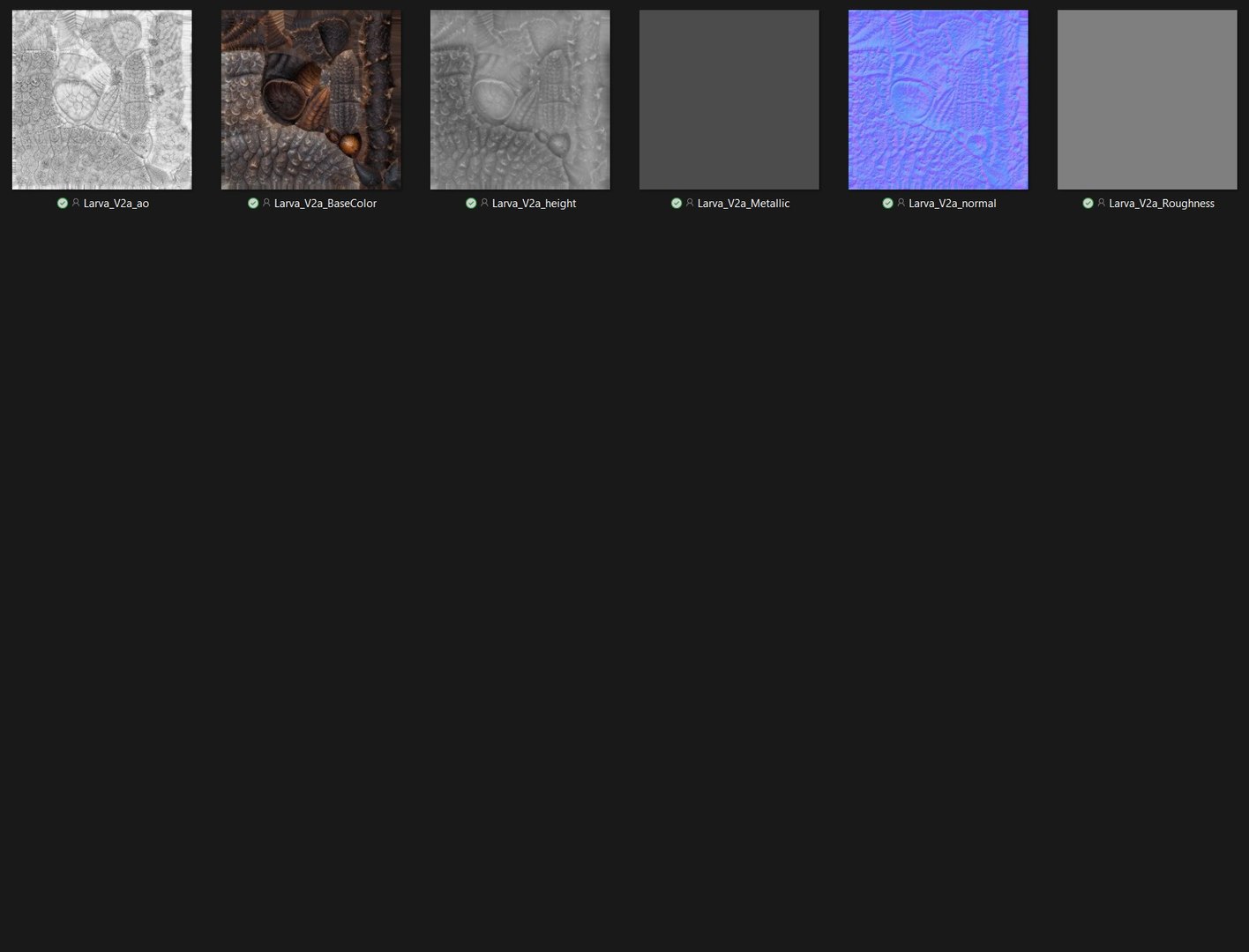 Larval-V2a 3D model https://p.turbosquid.com/ts-thumb/MU/aDW74P/o2/unwrap1/jpg/1778755073/1920x1080/fit_q87/e1c081b6cc83fbe8207eff1ead925e7283dee2ea/unwrap1.jpg