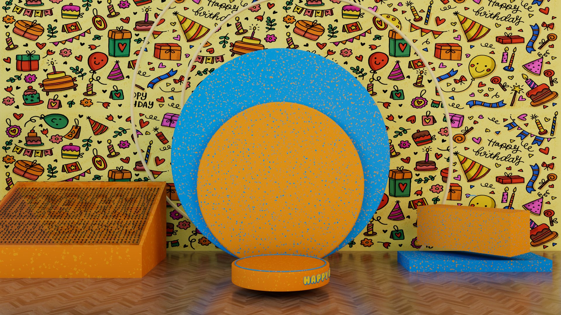 3D Happy Birthday Wishes sparkling with vibrant colors