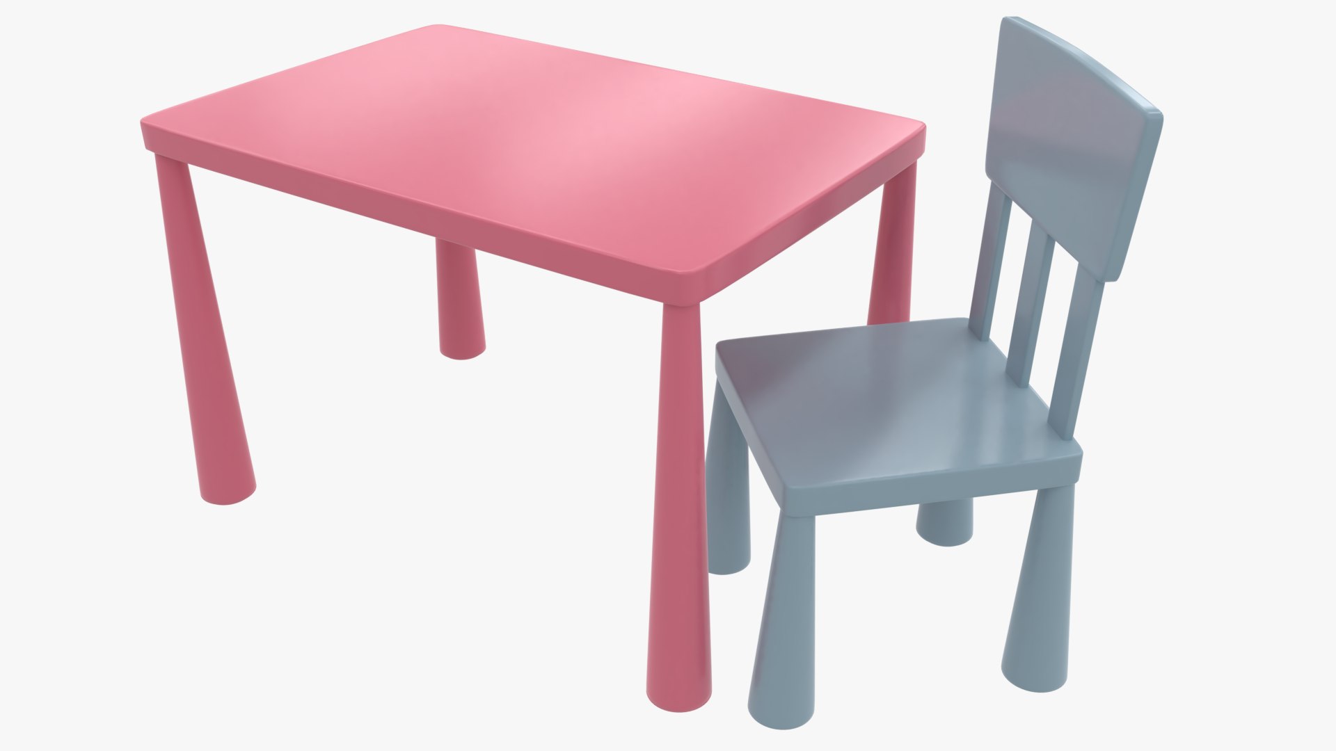 Kid Plastic Chair And Table 3D Model - TurboSquid 1740327