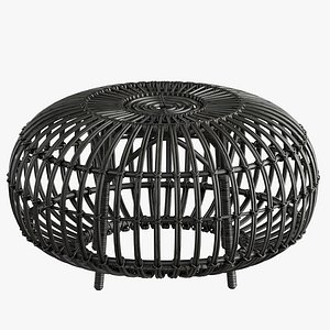 Pouf Black rotin OTTOMAN de Sika Design