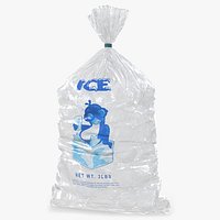 ICE Bag with 3LB Ice Cubes Clear