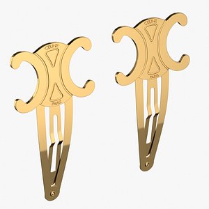 3D Luxury Gold Triomphe Hair Clip Fashion Accessory model