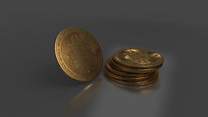3D coin cartoon bitcoin prop game logo symbol metall money