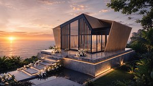 Oceanfront Luxury Wedding Chapel Venue 3D model