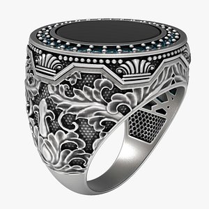 3D Fashion Men Ring Gemstone
