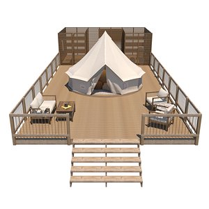 Canvas Glamping Bell Tent 3D