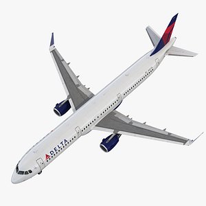 3D Delta Airlines Airbus A321 with Interior and Doors