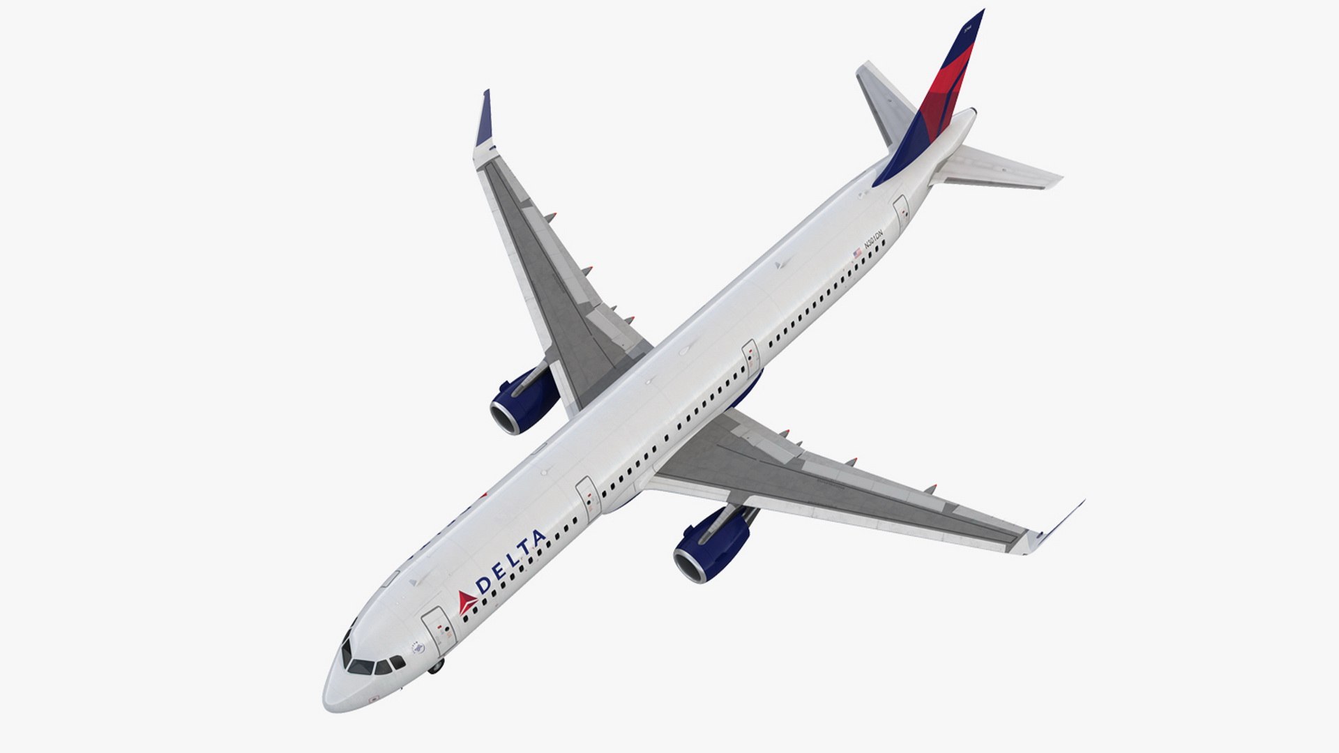 Delta Airlines Airbus A321 with Interior and Doors 3D model preview