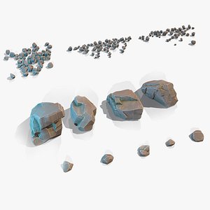 3D Stylized Gray Stone Small