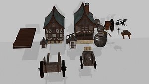 Stylized Medival Village 3D model