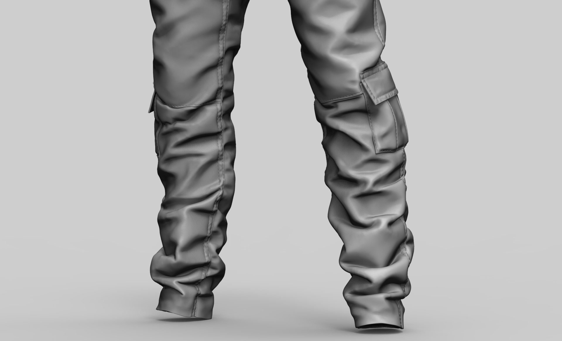 3D Washed Cargo Pants Loose Stacked main image 0