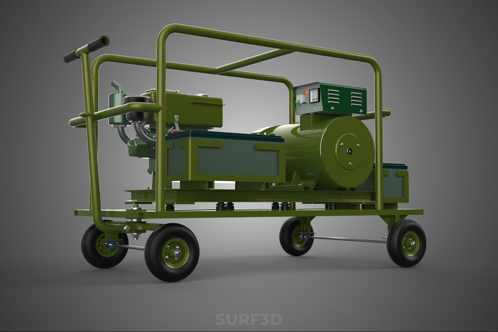 STANDARD GREEN ARMY MILITARY GENSET GENERATOR SET DIESEL ENGINE 3D ...