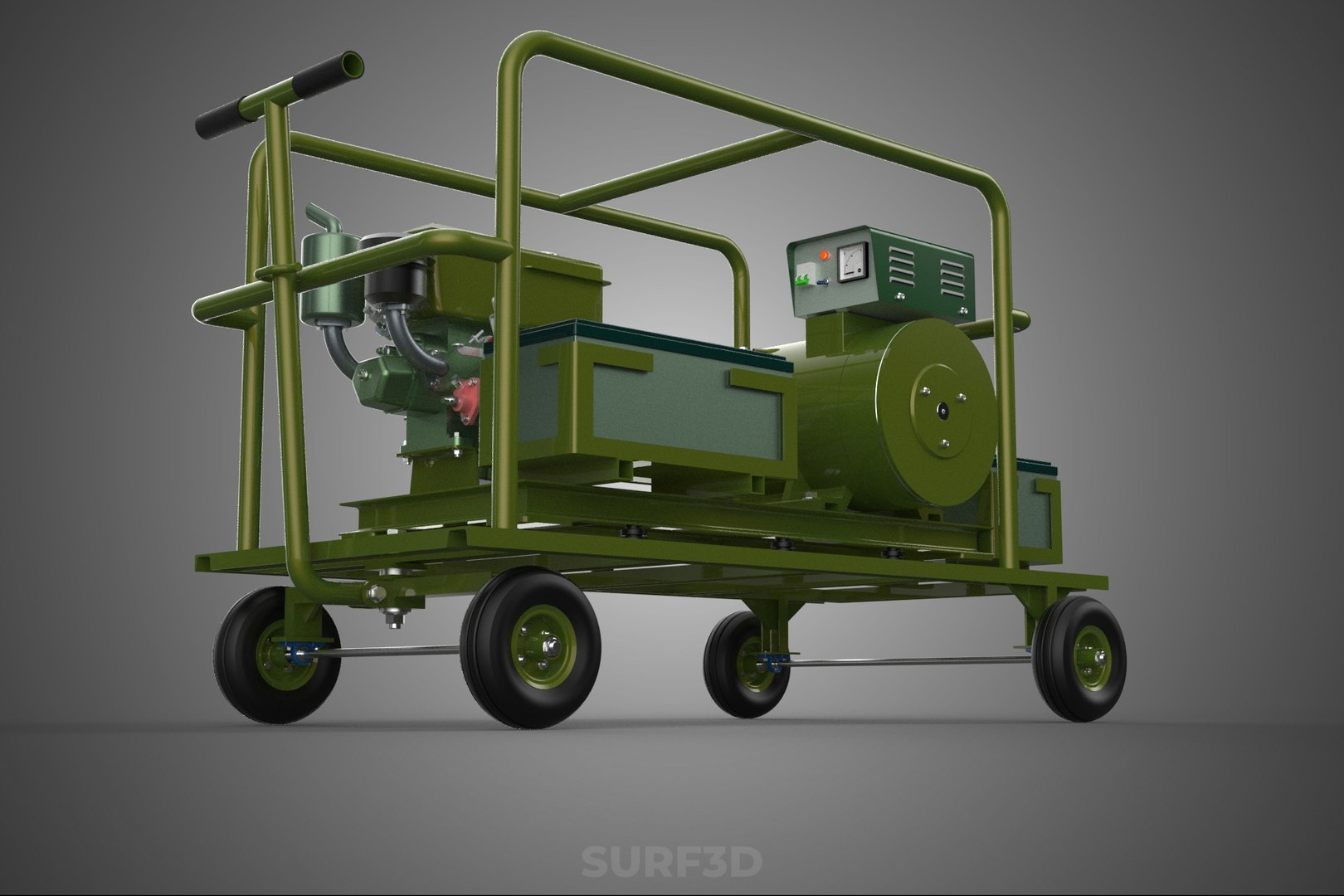 STANDARD GREEN ARMY MILITARY GENSET GENERATOR SET DIESEL ENGINE 3D ...