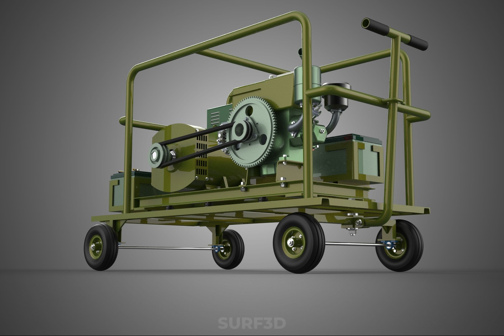 STANDARD GREEN ARMY MILITARY GENSET GENERATOR SET DIESEL ENGINE 3D ...
