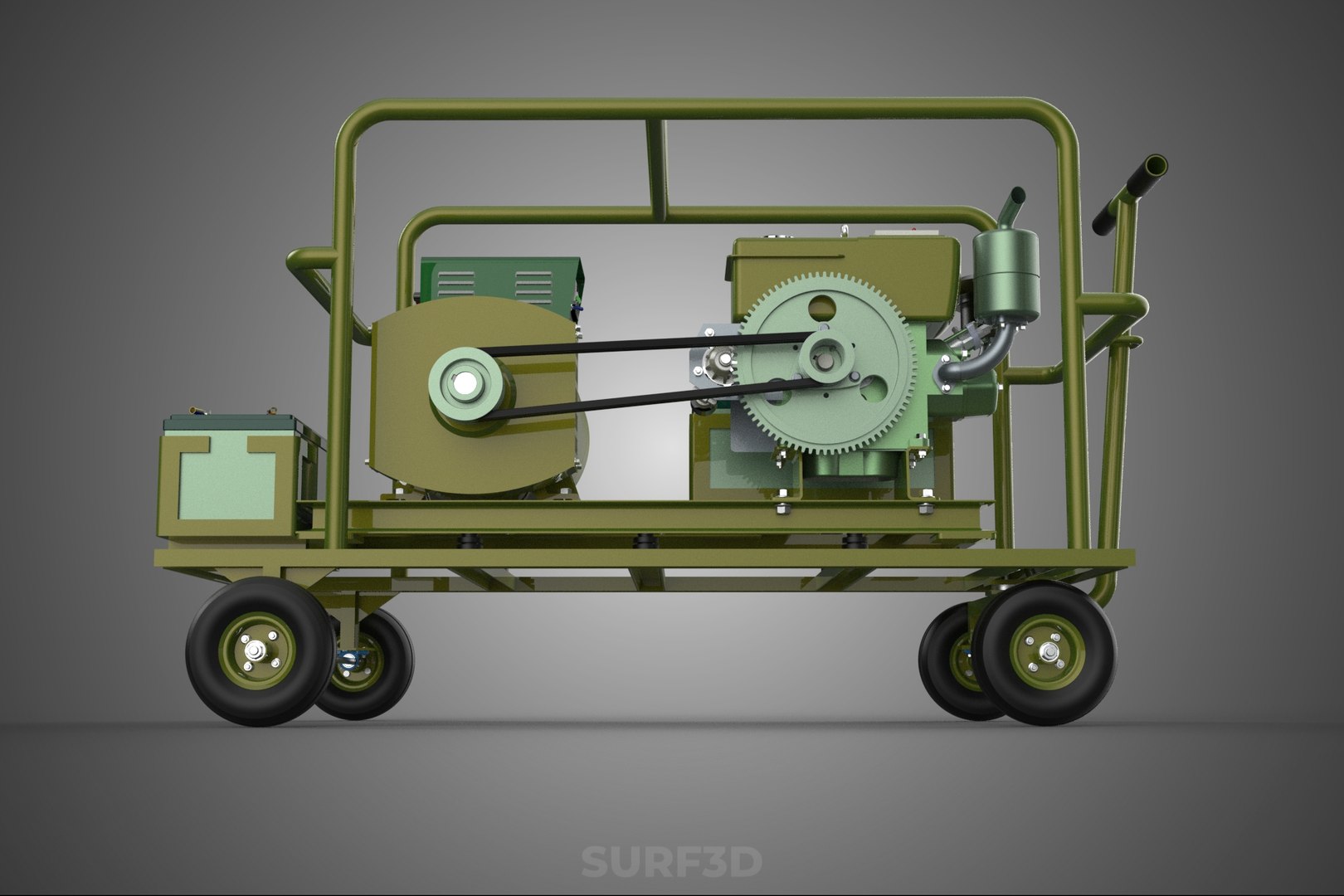 STANDARD GREEN ARMY MILITARY GENSET GENERATOR SET DIESEL ENGINE 3D ...