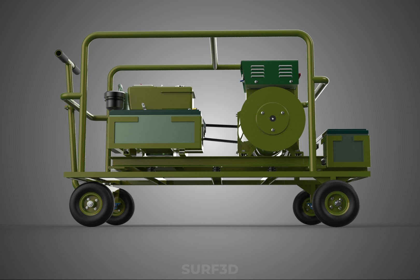 STANDARD GREEN ARMY MILITARY GENSET GENERATOR SET DIESEL ENGINE 3D ...