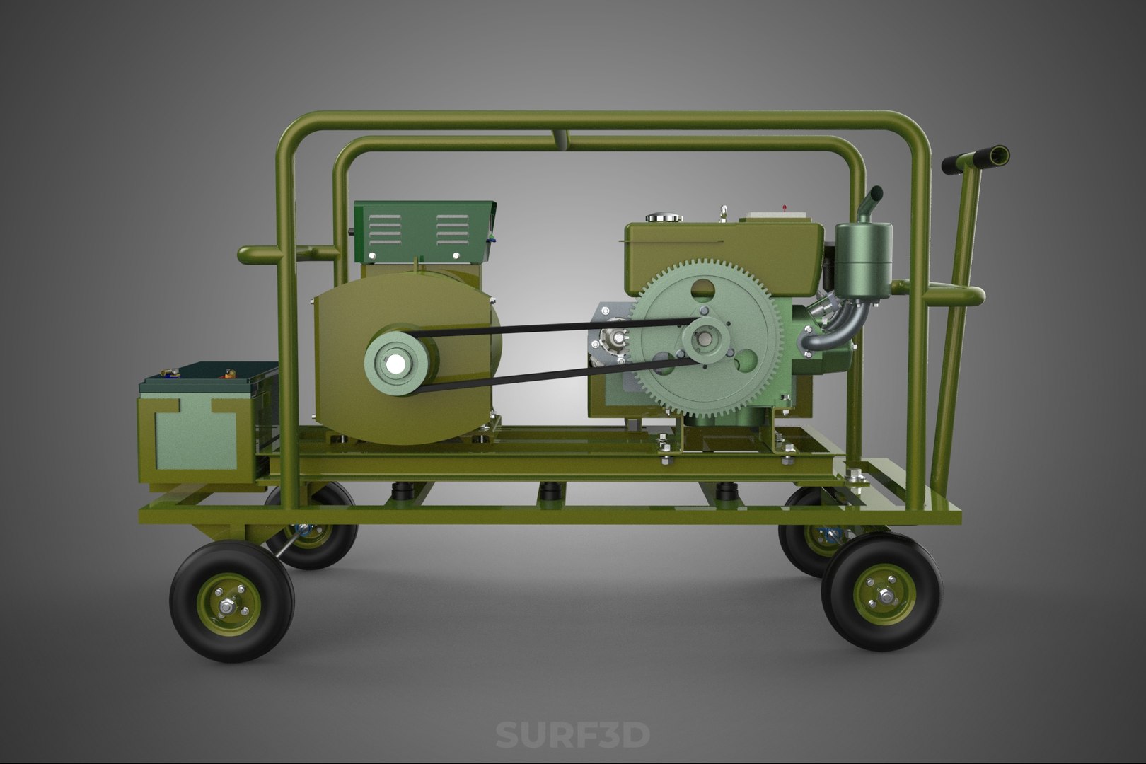 STANDARD GREEN ARMY MILITARY GENSET GENERATOR SET DIESEL ENGINE 3D ...