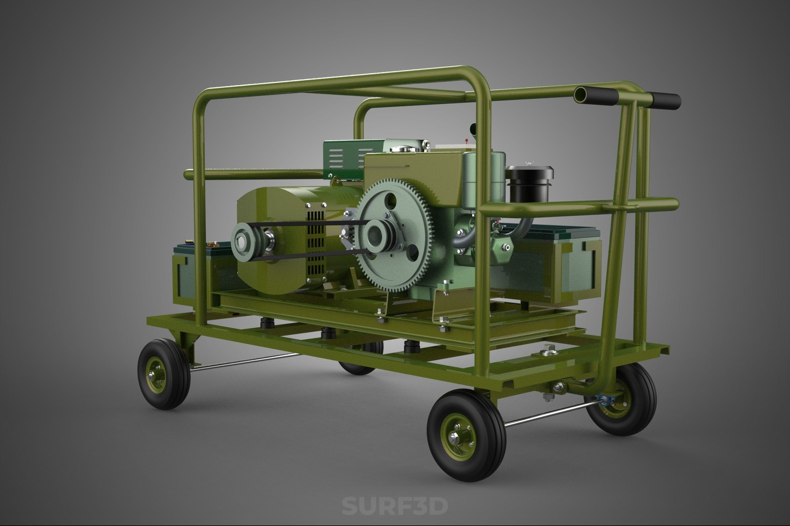 STANDARD GREEN ARMY MILITARY GENSET GENERATOR SET DIESEL ENGINE 3D ...