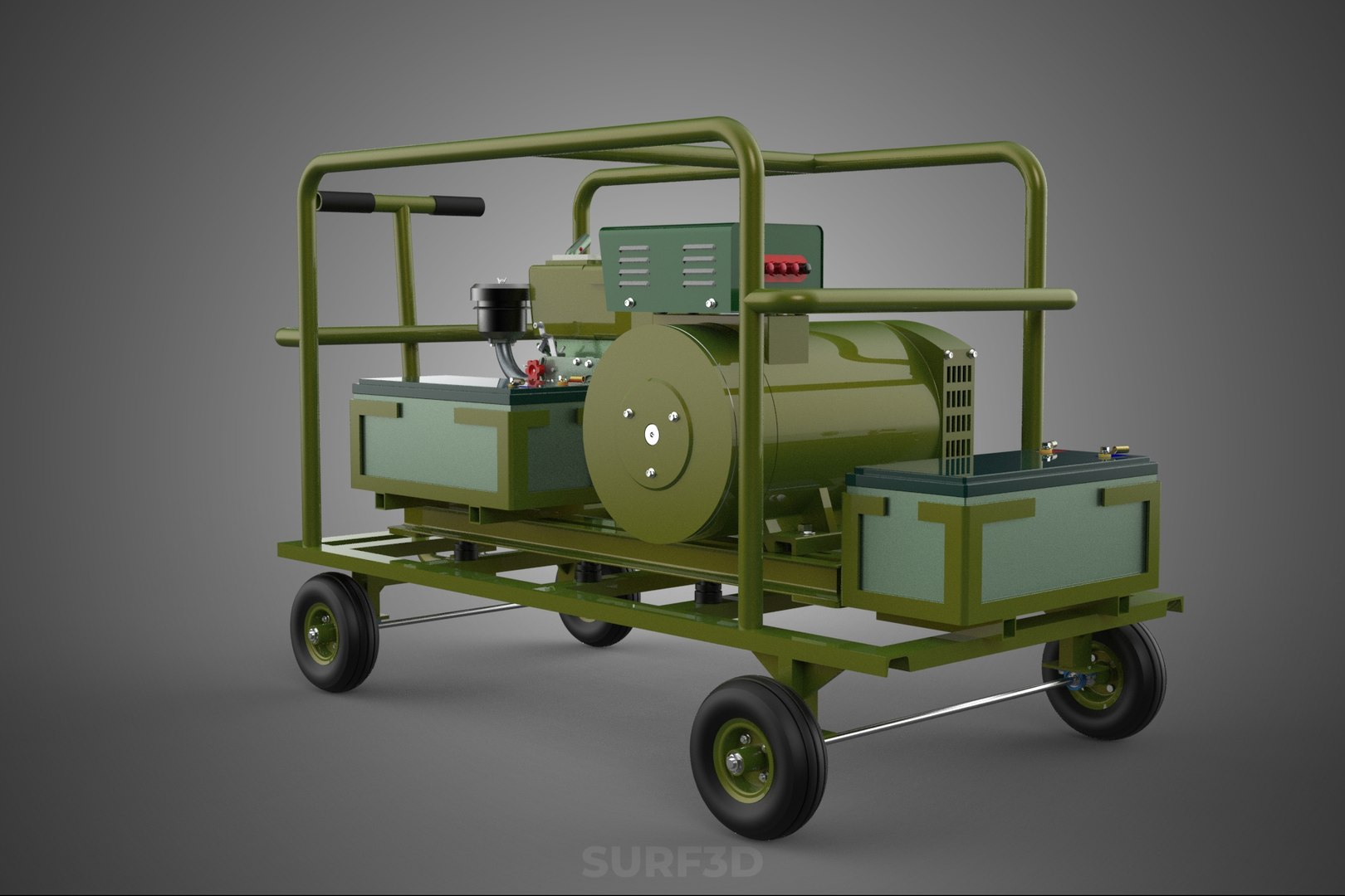 STANDARD GREEN ARMY MILITARY GENSET GENERATOR SET DIESEL ENGINE 3D ...