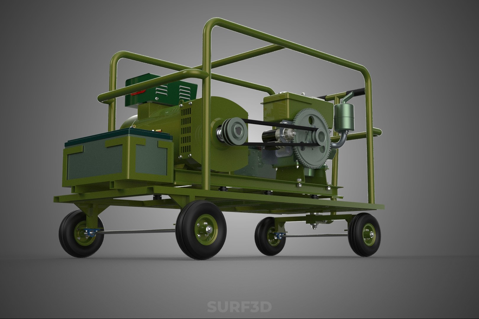 STANDARD GREEN ARMY MILITARY GENSET GENERATOR SET DIESEL ENGINE 3D ...