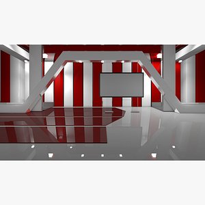 3D Virtual set Red and White Background model