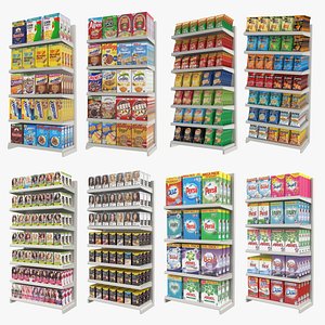 3D model Supermarket Shelves Collection