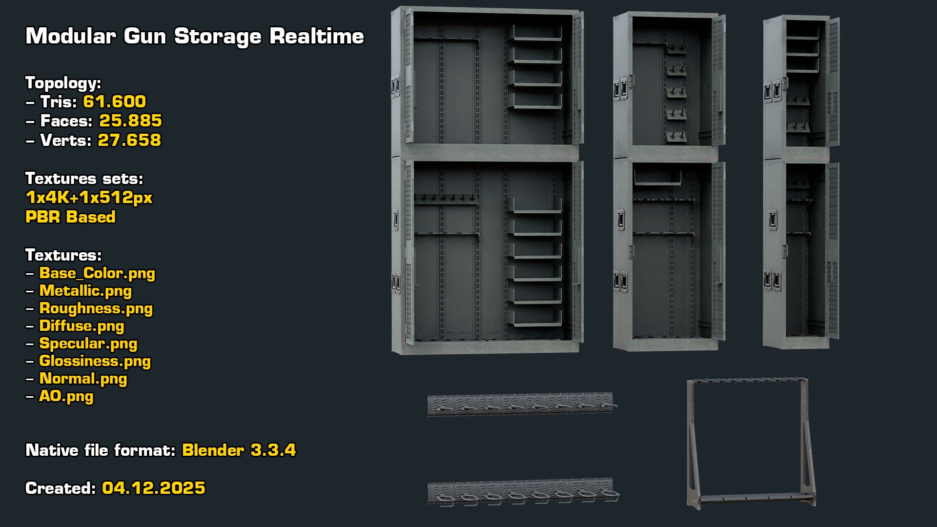 3D Gun Storage Racks Modular Realtime model https://p.turbosquid.com/ts-thumb/MV/muwG9O/v3/stats/png/1764833828/1920x1080/fit_q87/50ffc232c58ed7c59d88f2b05fafc4aa648bd588/stats.jpg
