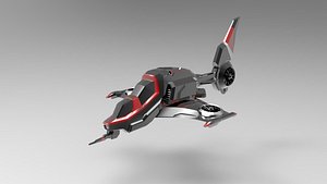 Lowpoly Helicopter Scifi Spaceship Low-poly