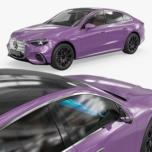 3D model Luxury Electric Sedan Fastback Purple Simplified
