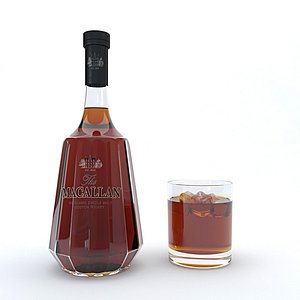 3D bourbon alcohol drink