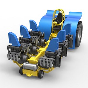 Diecast Pulling tractor with 6 engines V8 Scale 1 to 25 3D model