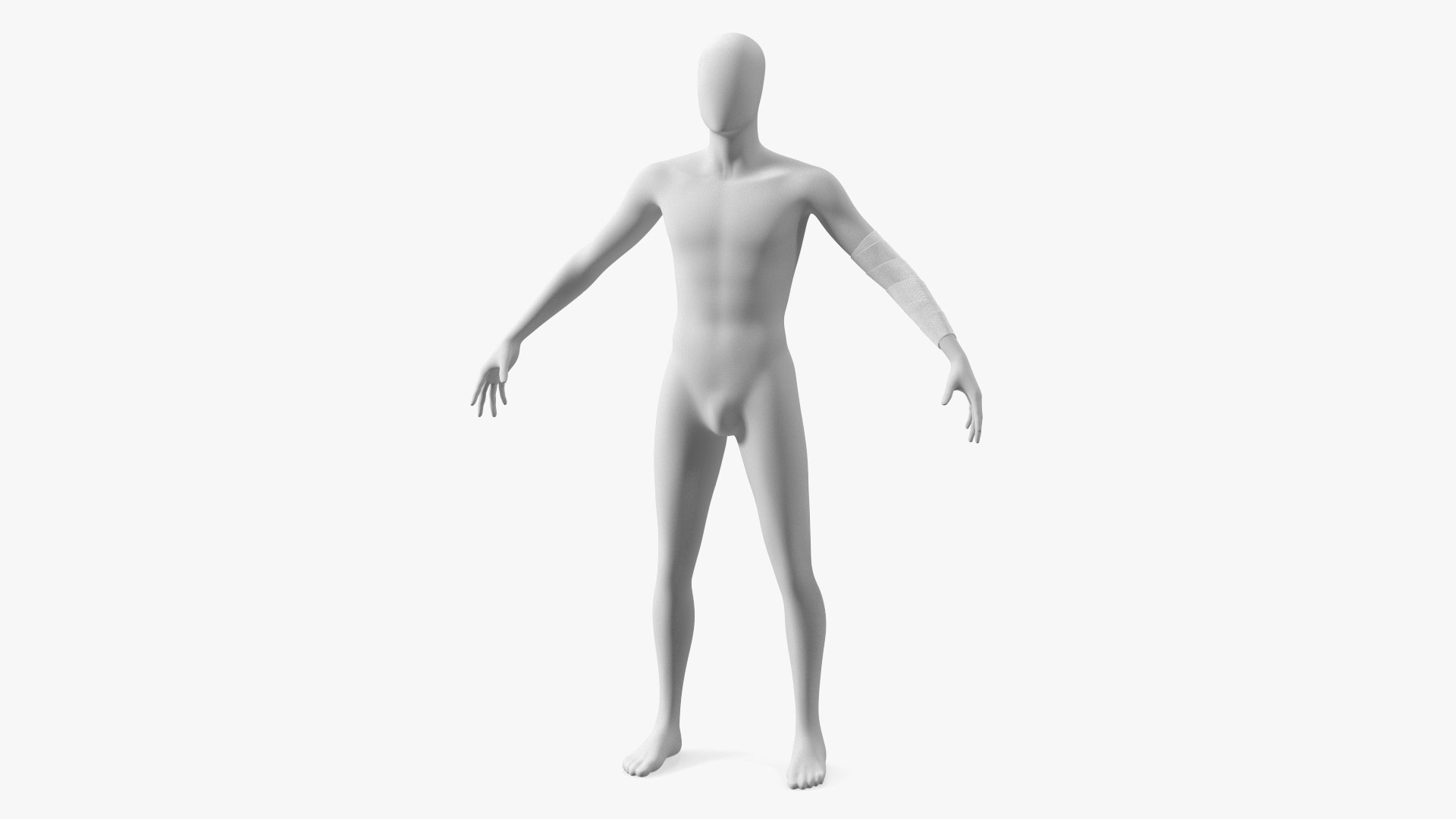 Elastic Bandage White with Clamps Wrapped Around Hand on Mannequin 3D model preview