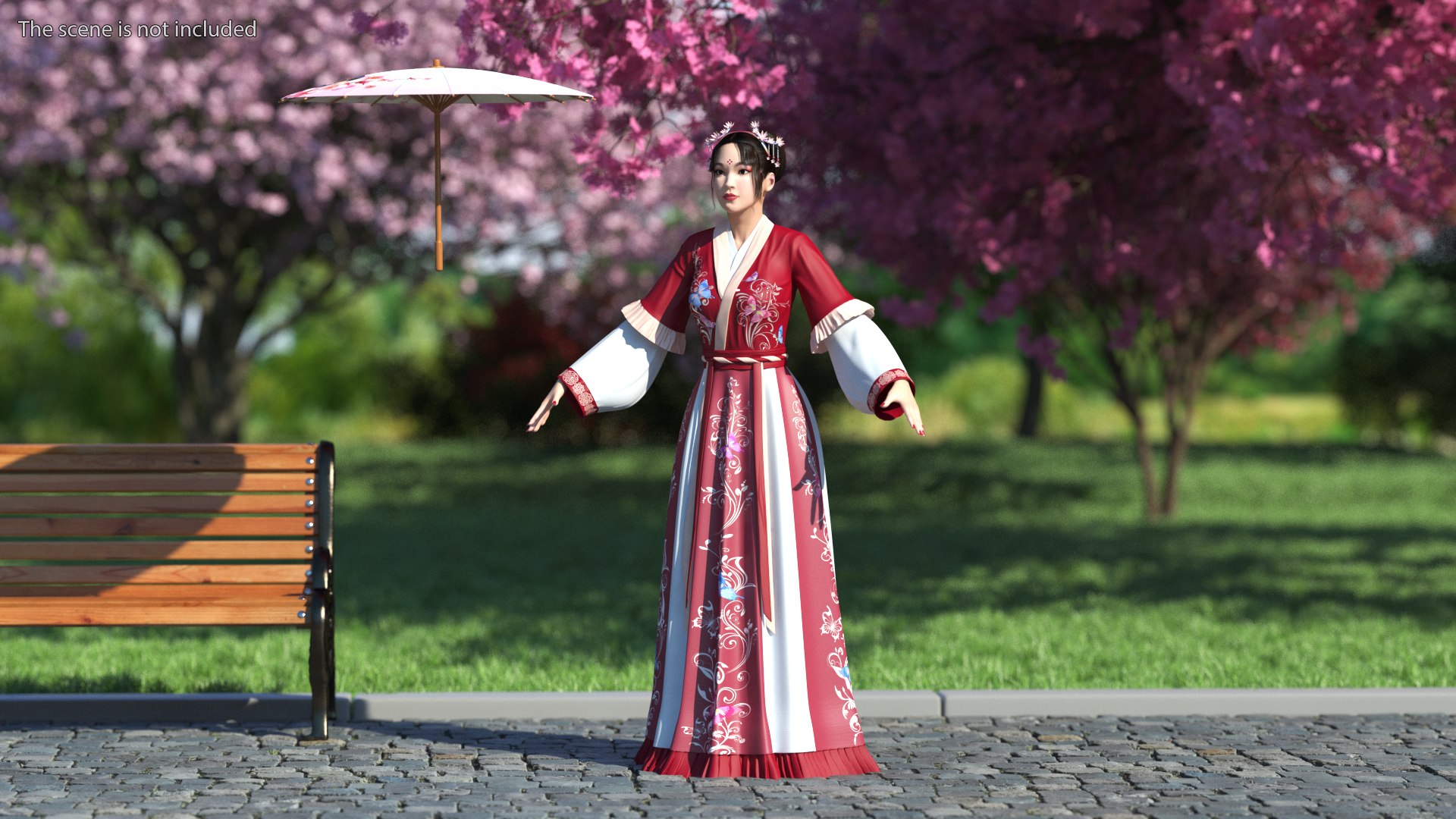 Traditional Chinese Woman Rigged for Maya 3D model preview