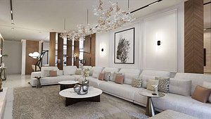 Complete Modern Luxury Apartment Interior - C4D Corona Scene model