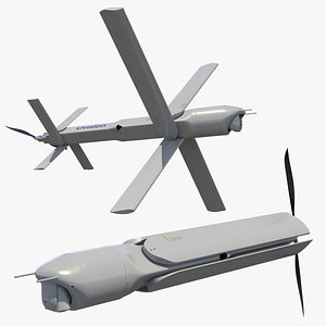 Hero 120SF Tactical Loitering UAV In Flight White Rigged for Maya