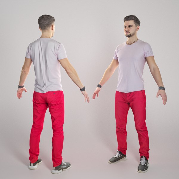 Handsome young man in A-pose 337 3D model