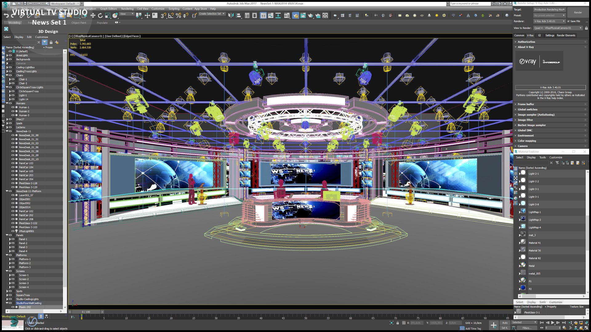 Modelling studio sets. Virtual Studio News. 3d Virtual Exhibition.