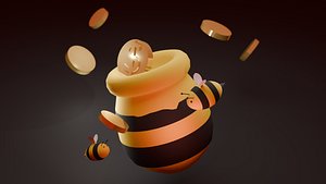Bees and honey 3D model