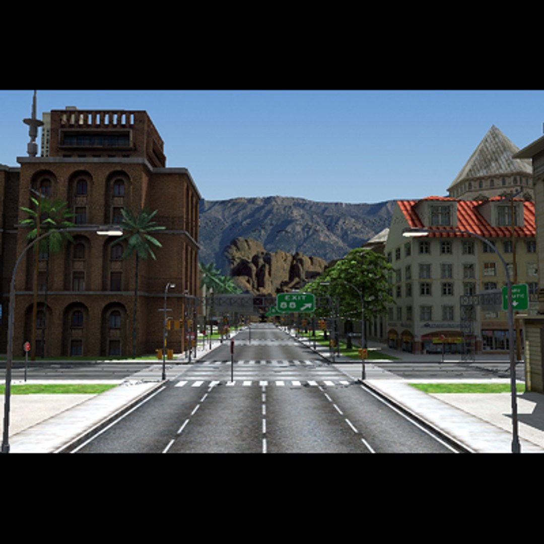 3d City Road Street Building