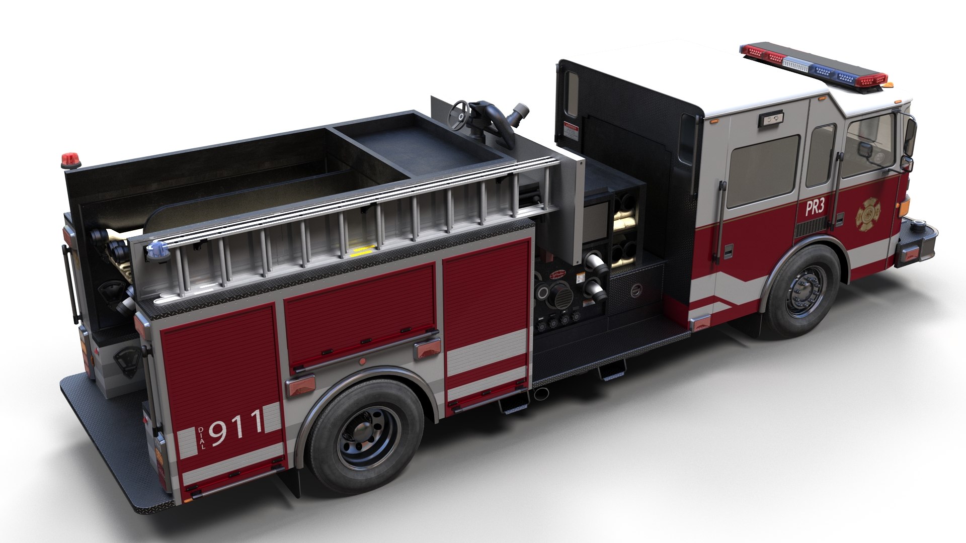 American Fire Truck pbr model - TurboSquid 2025758