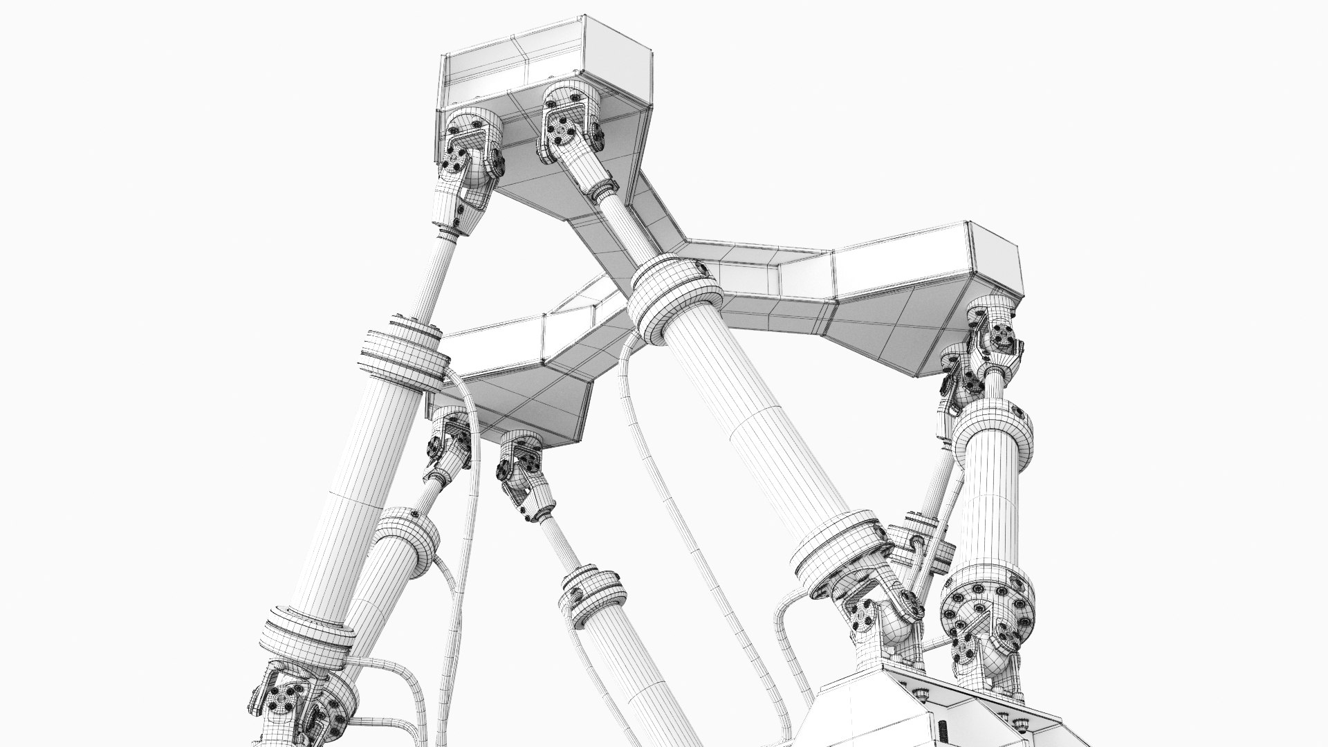 hexapod platform 3D model https://p.turbosquid.com/ts-thumb/MX/5nUjsO/HVgUpzJe/wire_hexapod_9/jpg/1597221347/1920x1080/fit_q87/aa1760a32c9b61ffe81db483e42668b944dae3aa/wire_hexapod_9.jpg