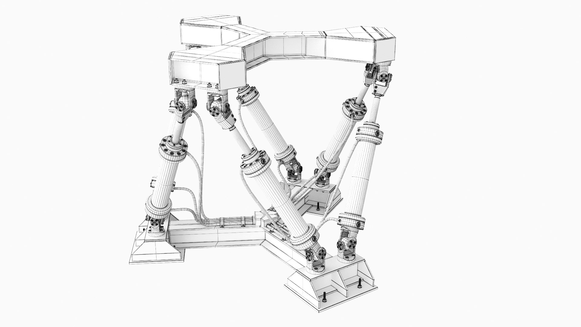 hexapod platform 3D model https://p.turbosquid.com/ts-thumb/MX/5nUjsO/buXPfivF/wire_hexapod_10/jpg/1597221347/1920x1080/fit_q87/c7a37f70817882102c5f396e8f98cd1c51bba08e/wire_hexapod_10.jpg