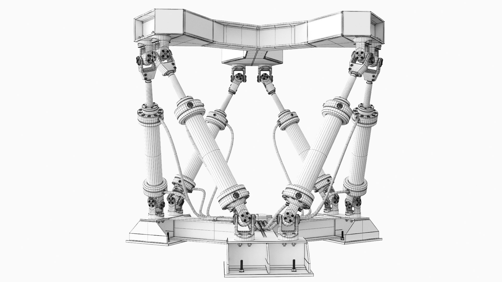 hexapod platform 3D model https://p.turbosquid.com/ts-thumb/MX/5nUjsO/wM3DxUWk/wire_hexapod_1/jpg/1597221347/1920x1080/fit_q87/6b2e4f093e5442d86b9d04681e847d632deae6cd/wire_hexapod_1.jpg