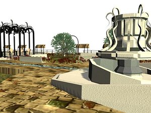 3D park bench model