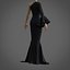 Robe sirène noire - robe de bal avec manche à volants