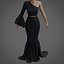 Robe sirène noire - robe de bal avec manche à volants