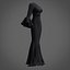 Robe sirène noire - robe de bal avec manche à volants