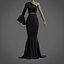 Robe sirène noire - robe de bal avec manche à volants